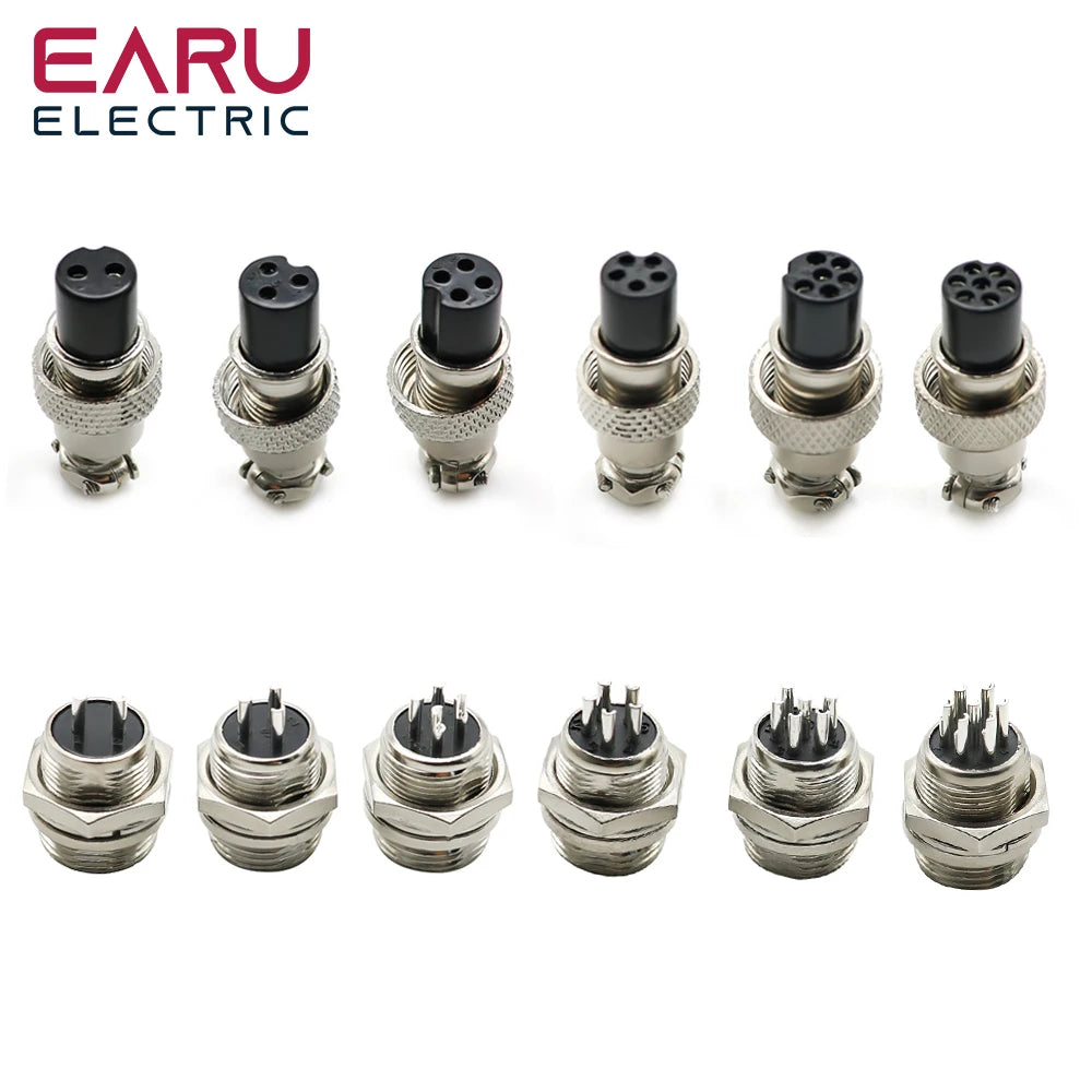 GX12 GX16 GX20 Aviation Connector Plug Socket Circular Connector 2 3 4 5 6 7 8 9 10 12 Pin 12/16/19mm Cable Wire Male Female