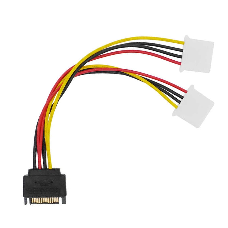 1/2/5pcs SATA 15pin Male To IDE Dual 4Pin Molex Female Serial ATA Hard Driver Power Cable  Y Splitter Extension Cord Connector