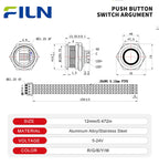 12mm Mini Metal LED Push Button Switch IP67 Waterproof Momentary 5-12-24V Short Stroke Push Button with Quick Connect Terminals