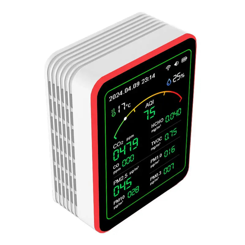 Home Air Quality Monitor Tuya WiFi 15 in 1 TFT Display Portable AQI PM0.3 PM1.0 PM2.5 PM10 CO CO2 TVOC HCHC Tester APP Co 이산화탄소