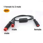 Waterproof m8 2 Pin way Y Splitter 1 male female to female male cable Splitter Connector 9mm Signal Sensor  E-bike Motor