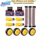 DIY L298N Module, Motors, Wheels, Dupont Line, L298N + Motors + Wheels + 3 Kinds of DuPont Lines with 20 Pins Each in 20CM