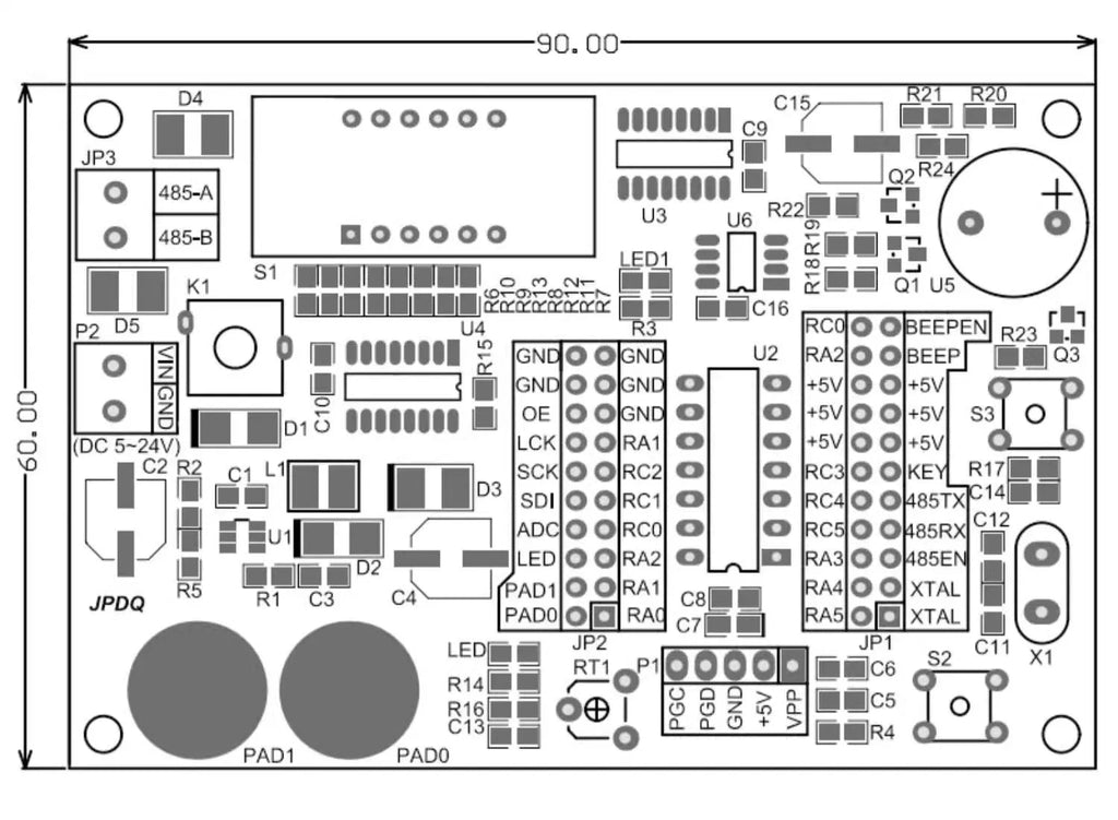 PIC16F1823-I/P PIC microcontroller development board PIC16F1823 development board passive buzzer modbus 485 communication