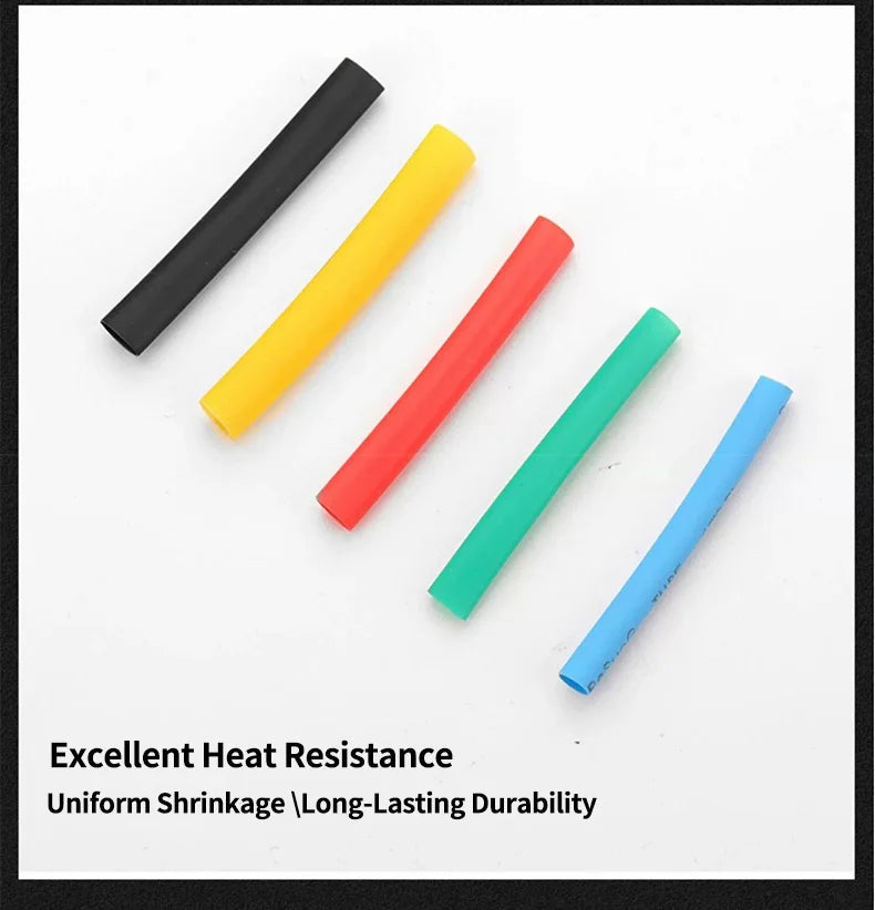 GREENER 127/580/800pcs 2:1 Heat Shrink Tubing Kit Polyolefin Colorful Flame Retardant Waterproof Wire Cable Sleeve For Home DIY
