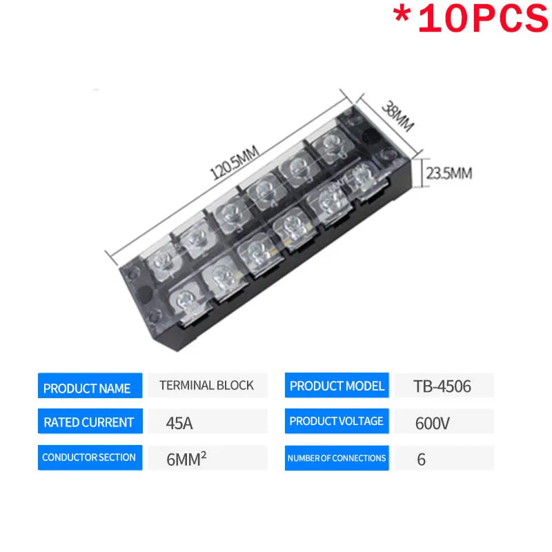 10PCS 600V 15A Barrier Strip Terminal Block Wire Connector TB-1503 TB1504 TB1505 TB1506 TB-1510 TB-1512 TB-2503-2504-2506-2508