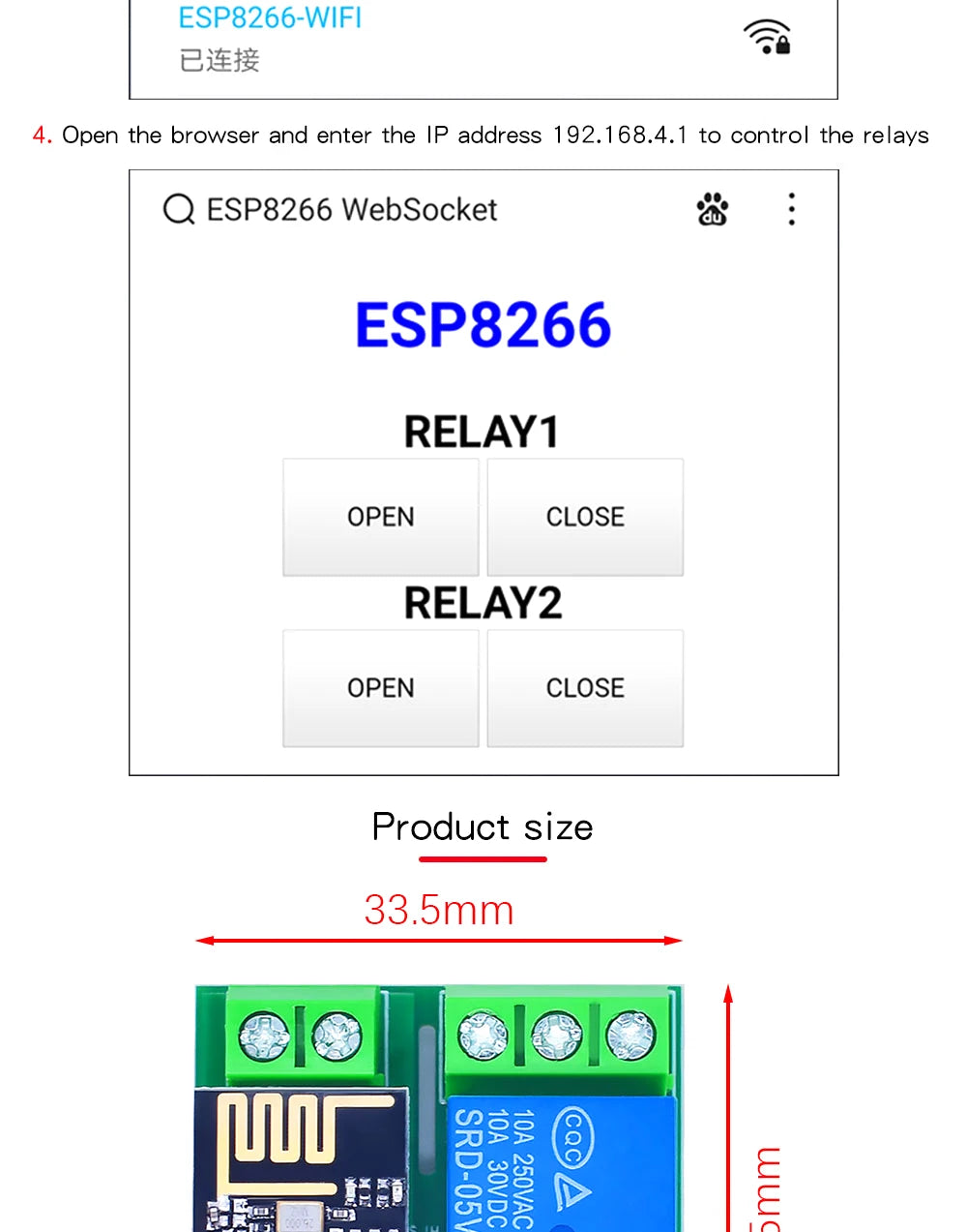 ESP8266 Dual Channel WIFI Relay Module ESP-01 DC5V With Relay Indicator and Reset Button 2 CH relay Boad Low Level Control