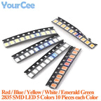 50pcs-390pcs SMD LED 0402 0603 0805 1206 3528 2835 5050 5730 Diode Red Blue Yellow White Green Orange Purple Pink