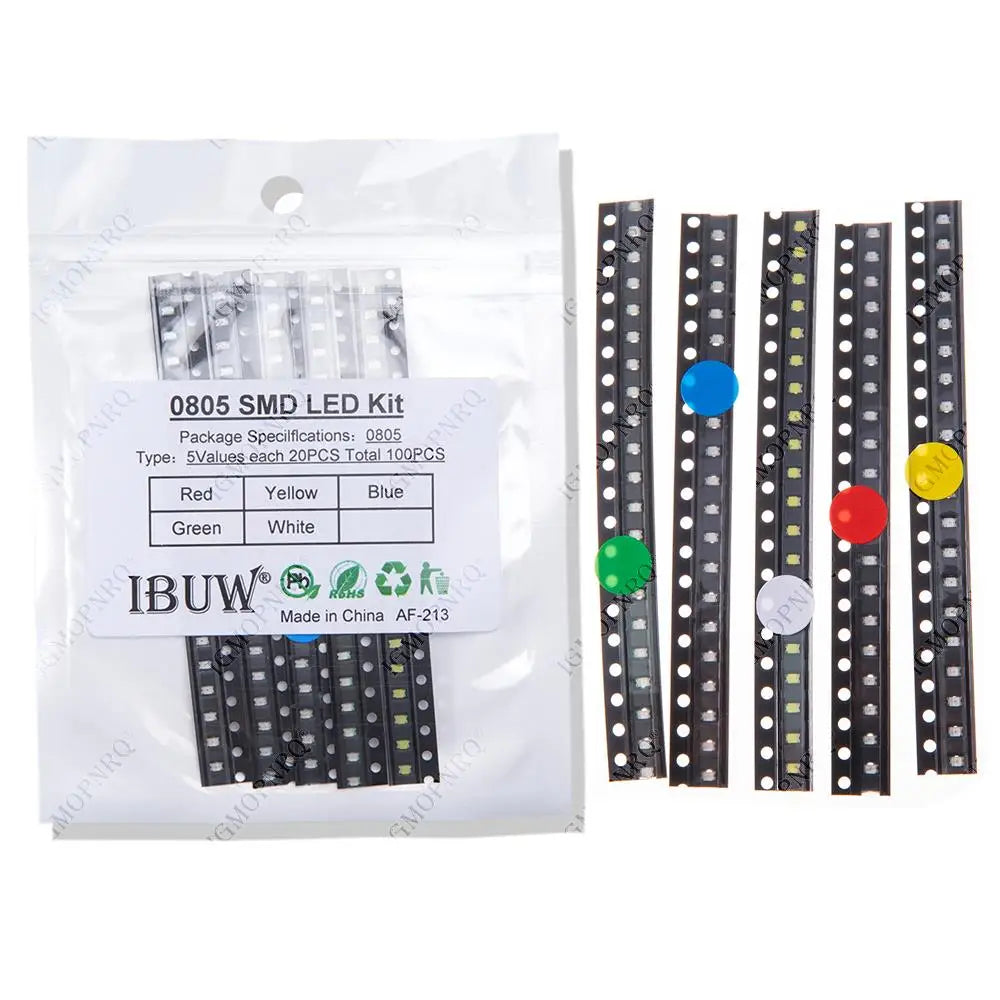 5Colors *20pcs=100Pcs/Lot 0805 SMD LED Kit White Red Yellow Green Blue Light Emitting Diode set IGMOPNRQ
