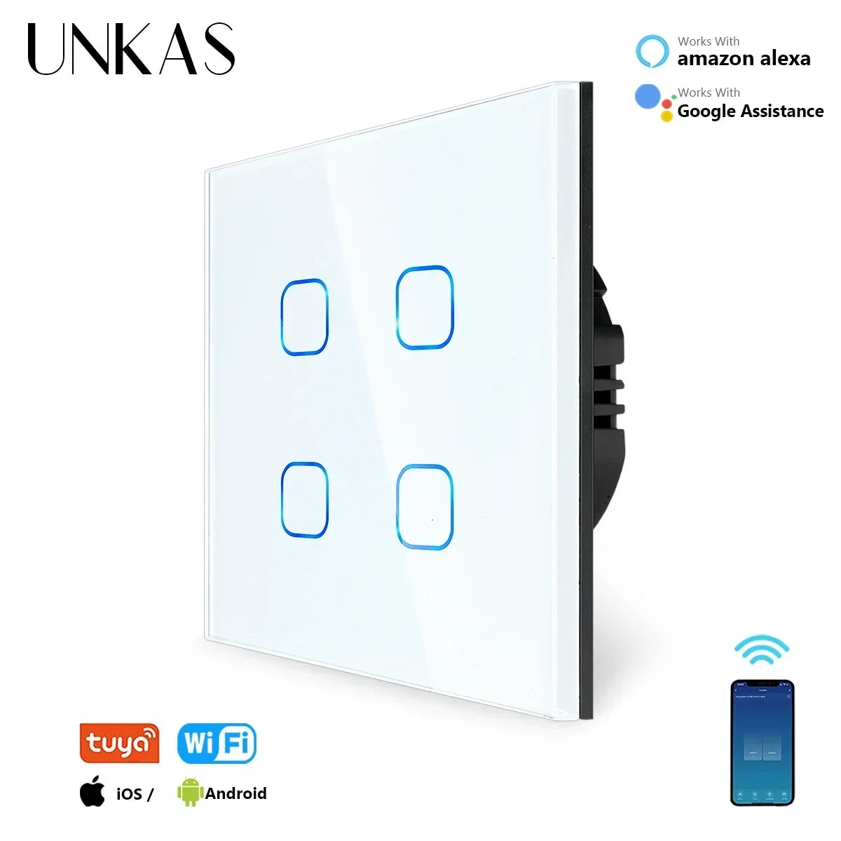Smart Switches 1/2/3 Gang Wifi Touch Light Wall Sensor Switch Works with Tuya Control Smart Life Google Alexa Alice Yandex