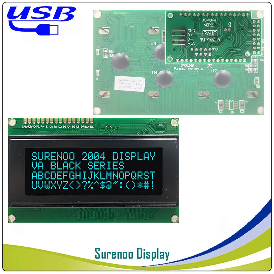 Surenoo LCD2USB USB 204 20X4 2004 Character LCD Module Display Screen Panel sutible LCD Smartie & AIDA64 for DIY PC