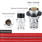 1 Set DF30 Aviation Female Plug & Male Socket GX30  2 3 4 5 6 7 8 10Core14 Pin Circular Flange Electric Wire Connector
