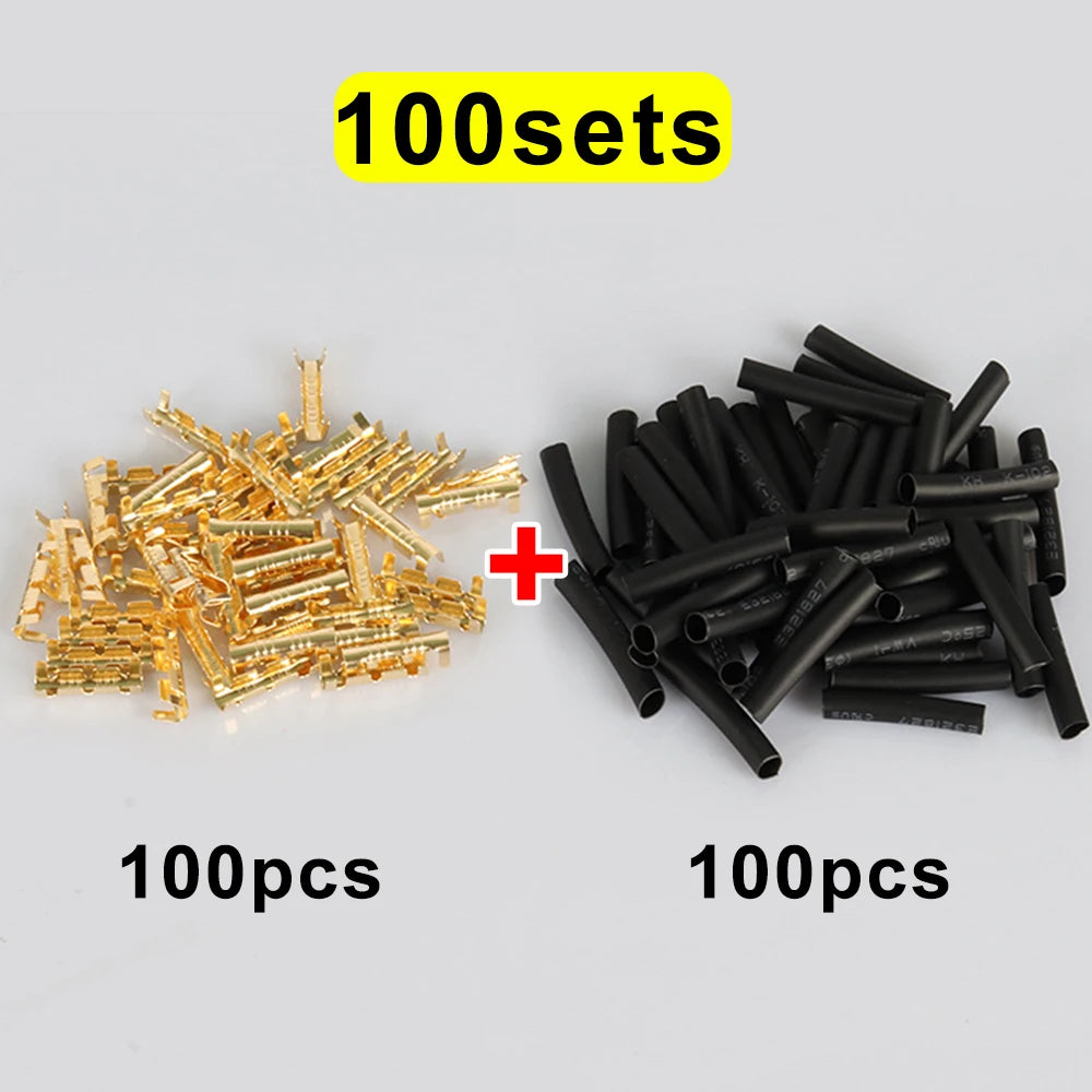 Copper Electrical Wire Connectors Set U-Shaped Crimp Terminals for Fast Wiring Cable Lock 0.5-1.5mm² with Heat Shrink Tube Kits