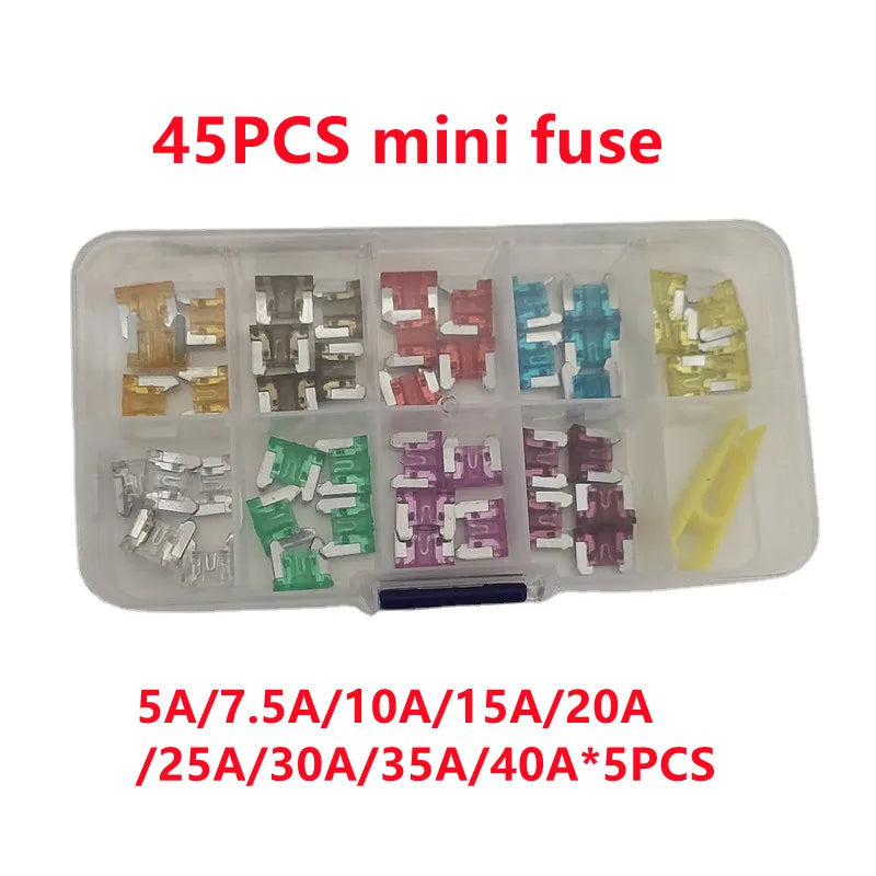 Car Fuses 5A to 40A Mini Small Medium Blade Fuse Assortment Kit 32V Automotive Electrical Replacement with Remover Clip