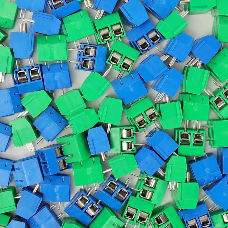 50-200PCS KF301 KF306 2P PCB Terminal Block Connector 5.0mm Pitch Straight Pin 10A Screw Terminal Spliceable for DIY Electronics