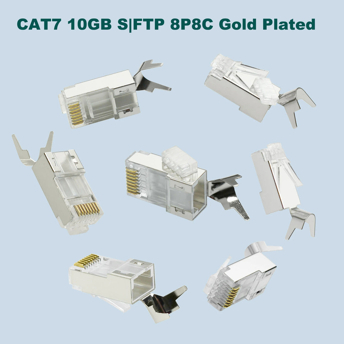 COMNEN 10Gbps RJ45 Connectors Cat8 Cat7 Cat6A Pass Through 8P8C 1.3mm Gold Plated Shielded FTP/STP|RJ45 Network Modular Plug