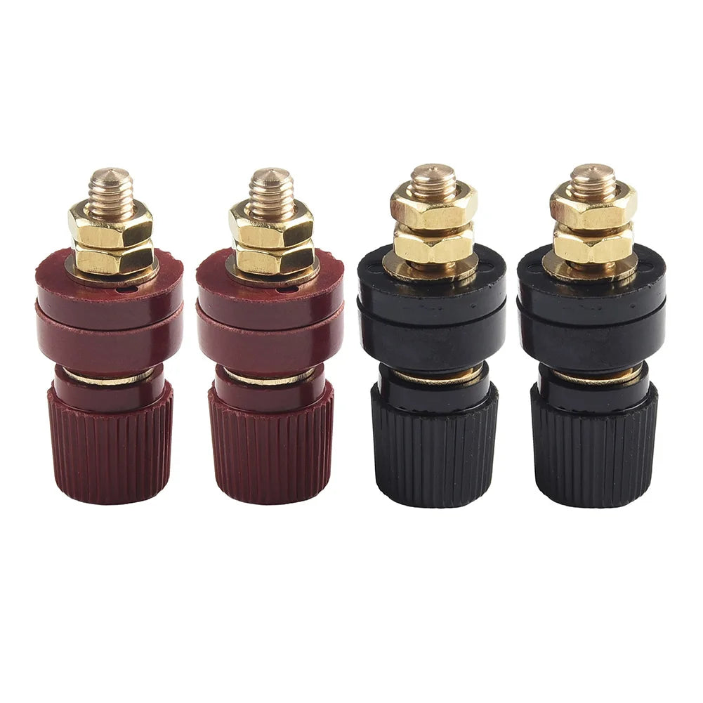 2pairs M6 Thread Screw Terminal High Current Binding Post Insulating Plastic Brass Binding Post Terminal Connector For Welding