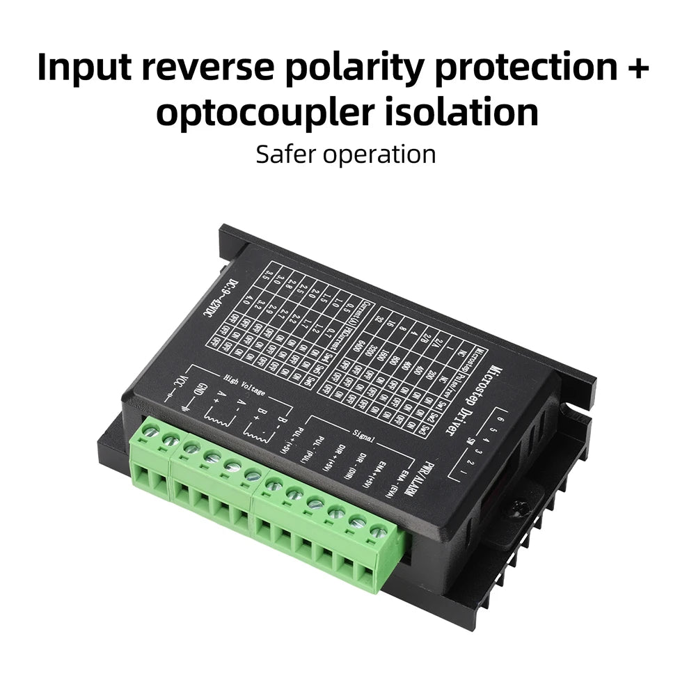 TB6600 Stepper Motor Driver 8 Speed Adjustment 32-Step 4A DC9-42V for 42/57 Single-Axis Motor Overcurrent/Overheat Dual Protect