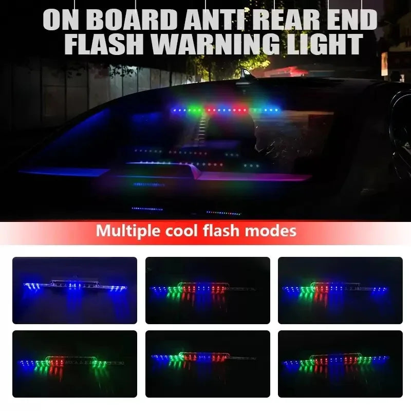 Car Emergency Light Solar RGB Car Strobe Warning Lights Multifunction Decoration Anti-Collision Night Driving Safety Lamp