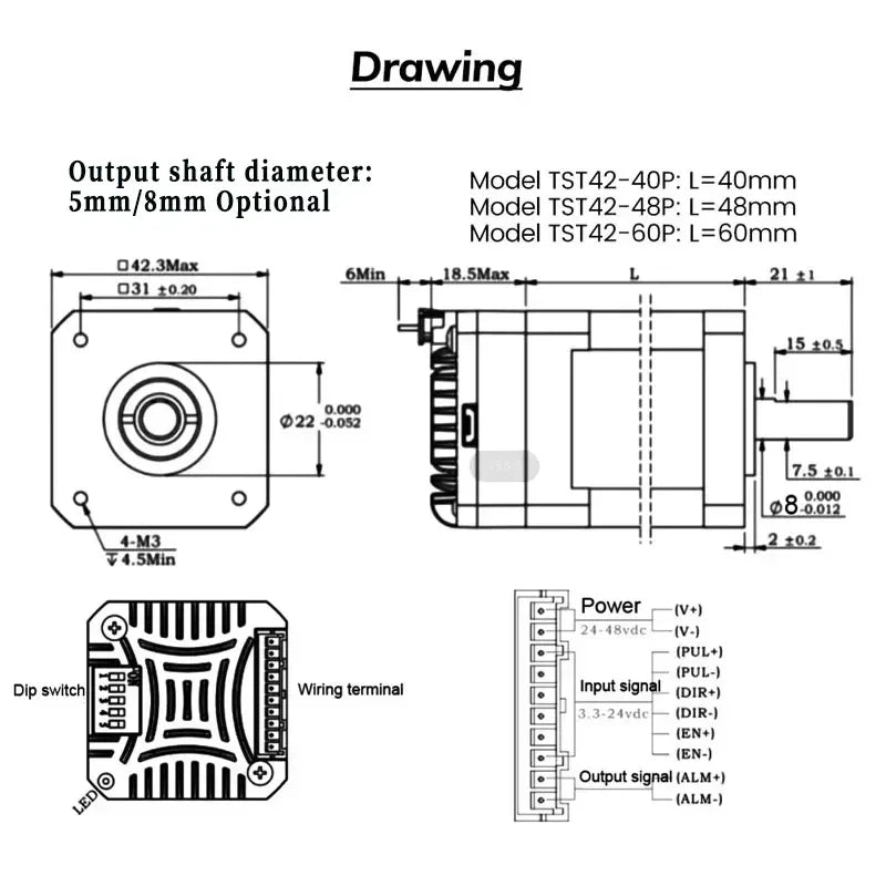 Nema17 42mm Closed Loop Stepper Motor Drive All-in-one Hybrid Servo Motor Encoder Integrated Motor 1000 Line 0.4Nm 0.5Nm 0.6Nm