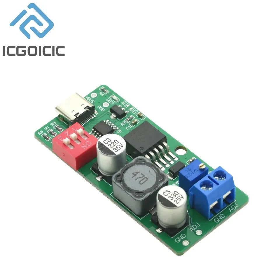 USB-C PD Trigger Module – Selectable 5V/9V/12V/15V/18V Output, PD Sink Board for Charger Testing & DIY Power Supply