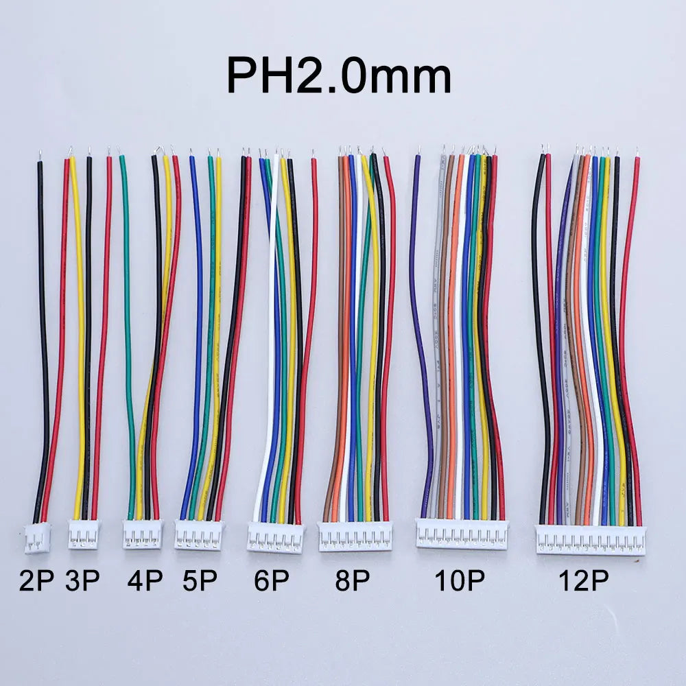 YanXi 10PCS SH1.0 1.25 ZH1.5 PH2.0 XH2.54 Connector Female Plug 2/3/4/5/6/8/9/10/12Pin With Cable Terminal Wire 10/20/30cm