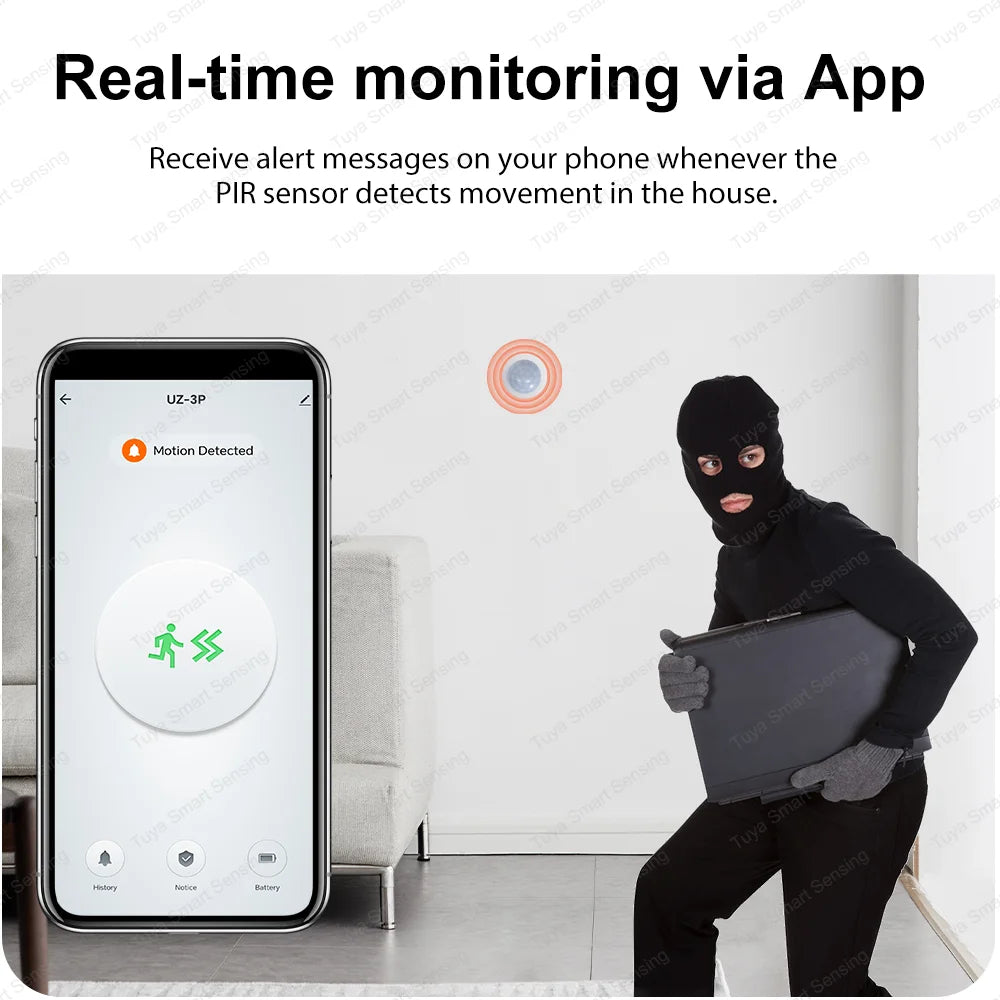 Zigbee PIR Motion Sensor Human Body Infrared Detector Home Security Alarm Movement Detection Sensor Works With ZHA Zigbee2MQTT