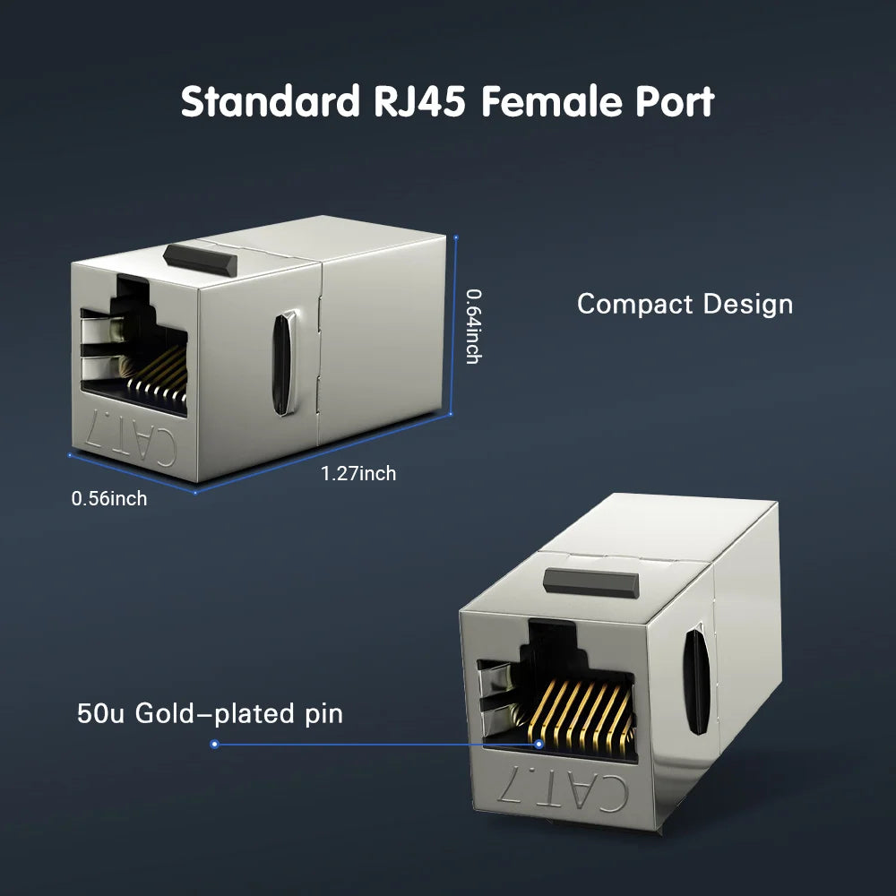 ZoeRax CAT7 CAT6A CAT6 Coupler RJ45 Keystone Shielded Coupler, Female to Female RJ45 Inline Coupler Keystone Jack