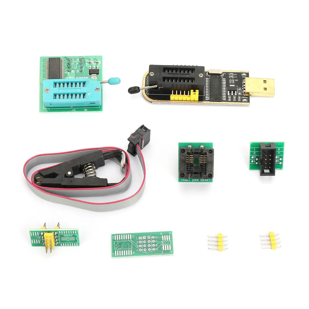 CH341A USB Programmer SOP8 Test Clip 1.8V Adapter SOP8 to DIP8 Converter Module Adapter Socket Converter Module USB Programmer