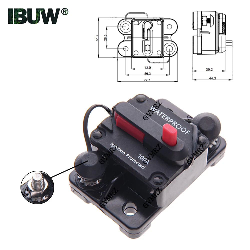 30A 40A 50A 60A 70A 80A 100A Circuit Breaker Fuse Reset 250A 300A 150A 200A 120A AMP Waterproof Boat Car Circuit Breaker