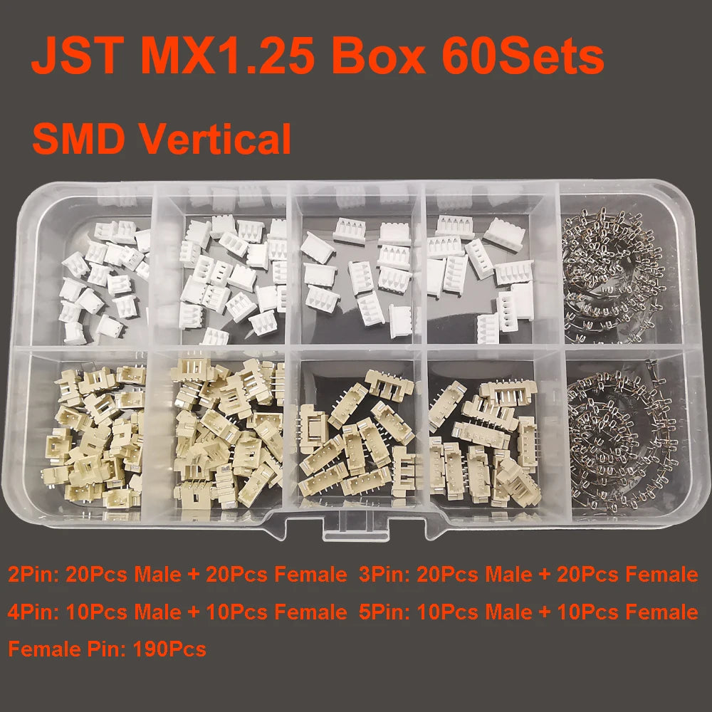 19 Type JST Box SH1.0/MX1.25/PH2.0/XH2.54/VH3.96/SM2.54/SYP Pitch Connector Terminal Kit  SMD/Straight/Right Angle Type DIY