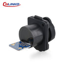 CNLINKO LP16 Waterproof Circular RJ45 Connector 8P8C Male/Female Panel Mount, PBT Push-Pull for Industrial Automation & Marine