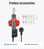 JCD 750W Micro Hot Air Gun 8208 Soldering Rework Welding Station LCD Digital Heat Gun BGA IC Solder Tools With Heat Shrink Tube
