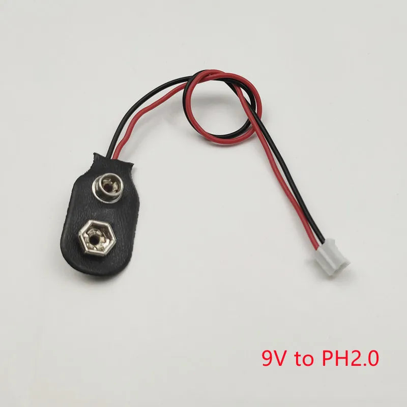 5Pcs 9V Battery Clip to XH2.54 PH2.0 2Pin Terminal Wire 15cm DC Power Adapter Cable Red Black
