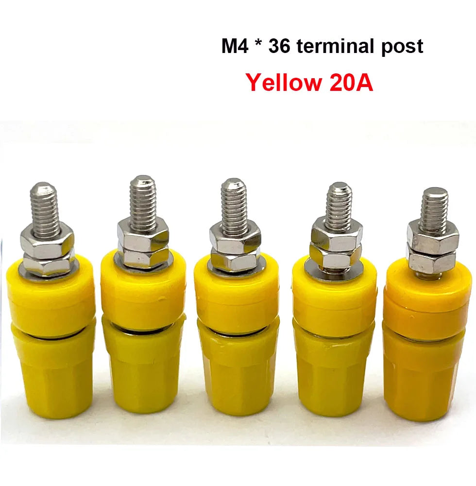 1PCS/5PCS M4X36 Pure Copper Terminal 4mm Banana Jack Socket 20A Binding Post Banana Plug Connector