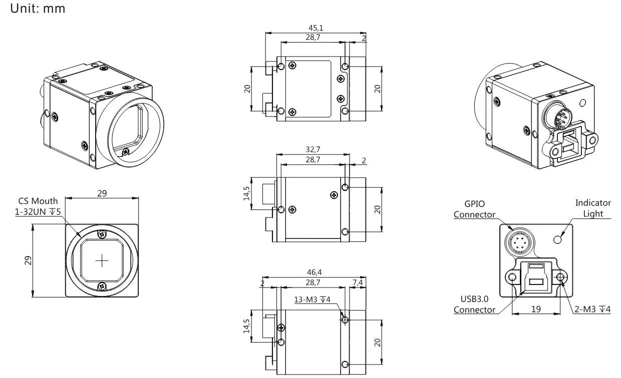MindVision High Speed Industrial Camera USB3.0 790fps Vision Inspection CMOS Global Shutter Support SDK