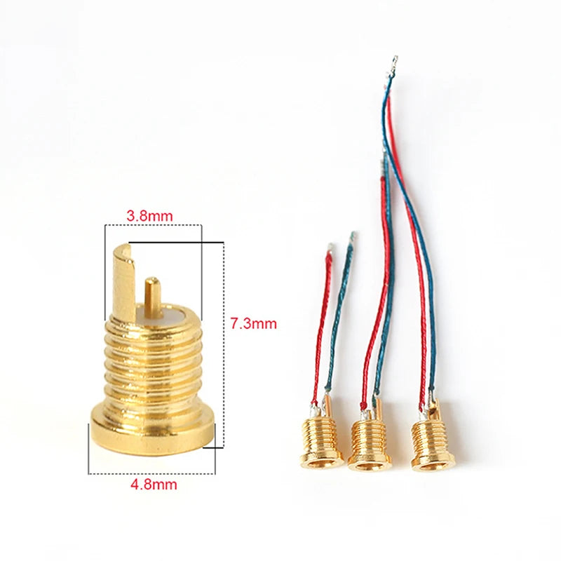 Universal MMCX Female Socket, Pure Copper Gold-Plated Connector with Soldering Wires and Built-in Threaded Nut Holder