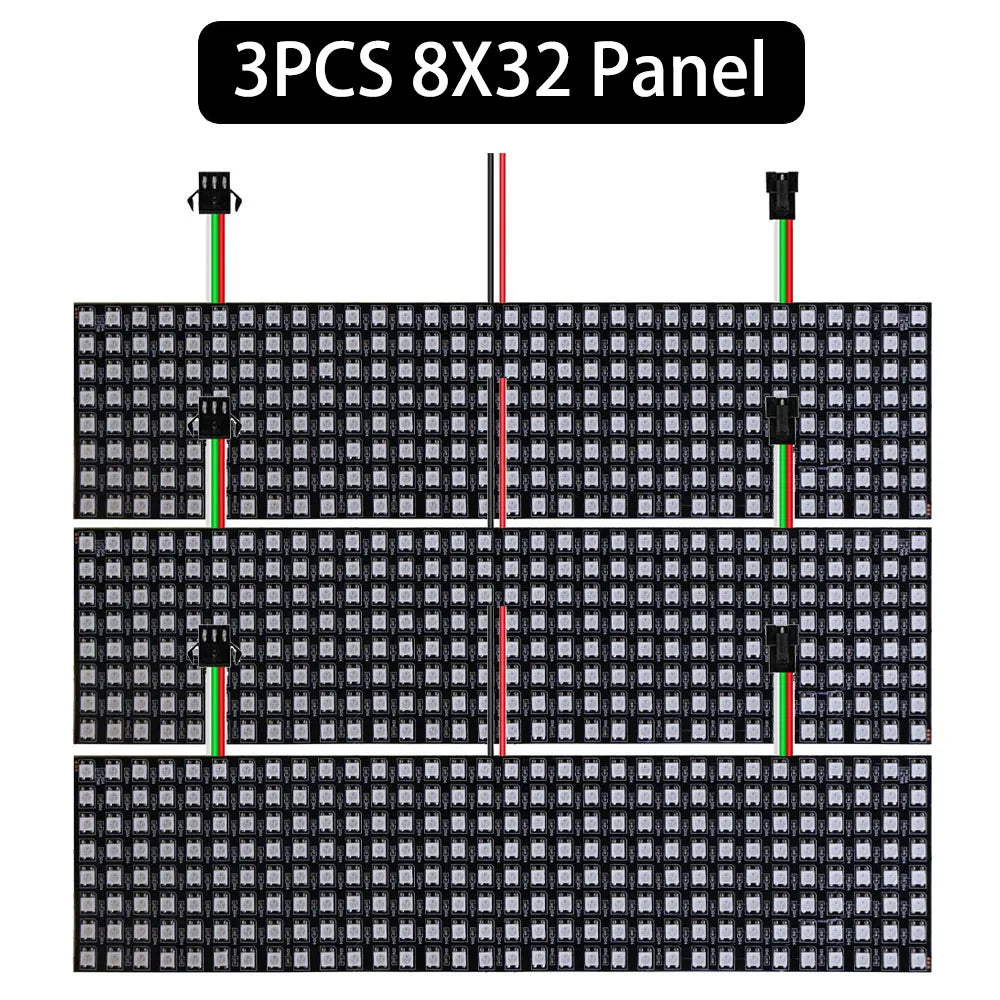 1~3PCS WS2812B RGB LED Flexible 8x8 16x16 8x32 Pixel Panel Strip Matrix Screen WS2812 Module Individually Addressable IC DC5V