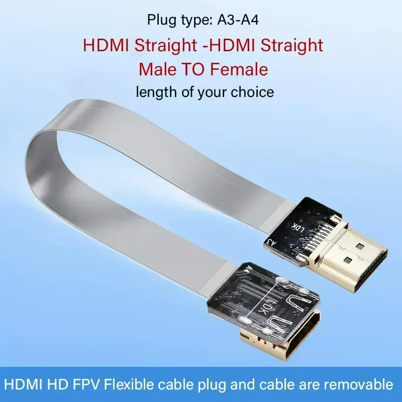 HDMI-compatible FPV-HDMI FFC-HDMI Ribbon Cable 90 Degree Mini/Micro-HDMI to Standard-HDMI Flexible Wire FPV Aerial 5cm 10cm 20cm