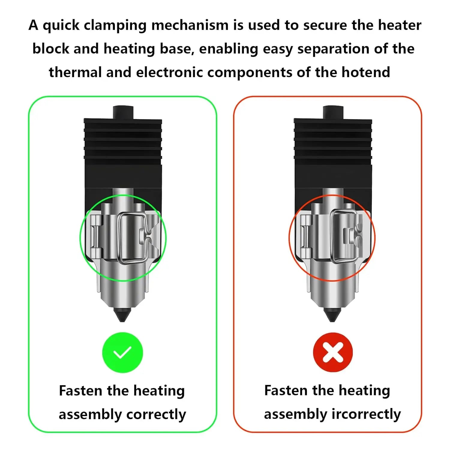 Heating Assembly Kit for A1/A1 Mini Hot End Heating Component with Heater Cartridge and Thermistor Temperature Sensor for Bambu