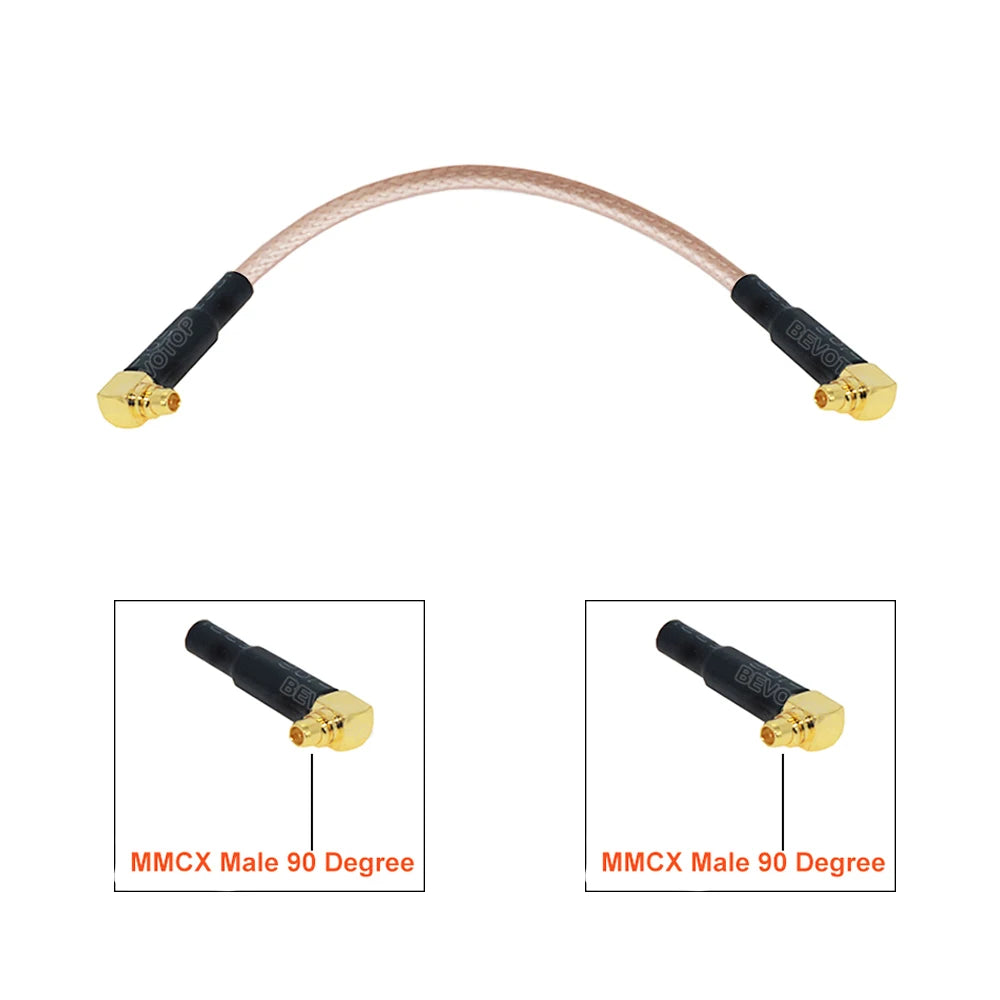 2Pcs/Lot MMCX Male Right Angle to MMCX Female 90 Degree Connector RG316 Cable 50 Ohm RF Coaxial Pigtail Extension Coax Jumper