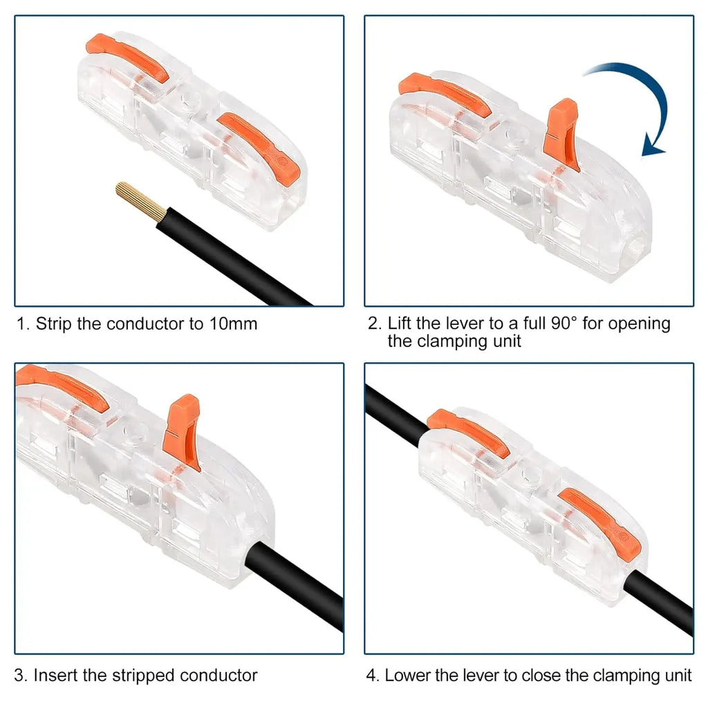 Mini Fast Wire Connectors Universal Compact Lever Nut Crimp Splitter Push-in Electrical Conductors Home Wiring Terminal Block