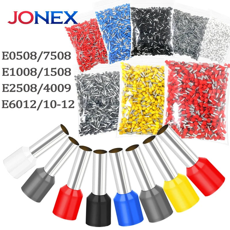 1000PCS Tubular Crimp Terminals Electrical Wire Cable Connectors E0508 E7508 E1008 E1508 E2508 E4009 E6012 Insulated Ferrules