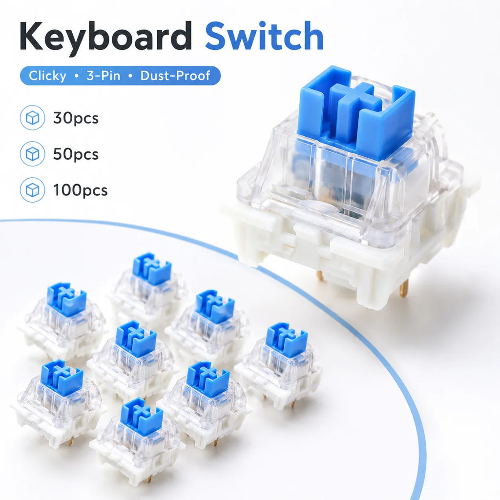 30/50/100 PCS Tactile Keyboard Clicker Switch 3 Pin Key Replacement Set for Mechanical Keyboard Repair Accessories