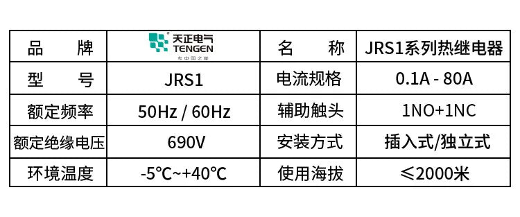 TENGEN JRS1-25Z Thermal Overload Relay, LR1 Type Thermal Relay Overcurrent Protection