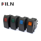 FILN 12V 20A Car Marine Boat Off Road LED Light on Off Button Toggle Rocker Switch Dash 4pin Waterproof LED