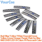 50pcs-390pcs SMD LED 0402 0603 0805 1206 3528 2835 5050 5730 Diode Red Blue Yellow White Green Orange Purple Pink