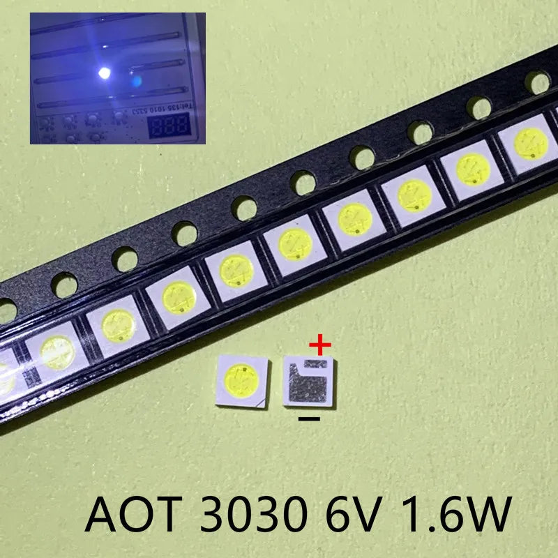 100pcs 3030 Backlight High Power LED DOUBLE CHIPS 1w 1.5W 2w 3V-3.6V 6v lextar JUFEI AOT Cool white PT30A66 TV