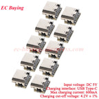 100Pcs/1pc 3.7V 4.2V Mini 18650 Lithium Battery Charger Board Type-C USB Input Module Keyboard Charging Power Protection Board