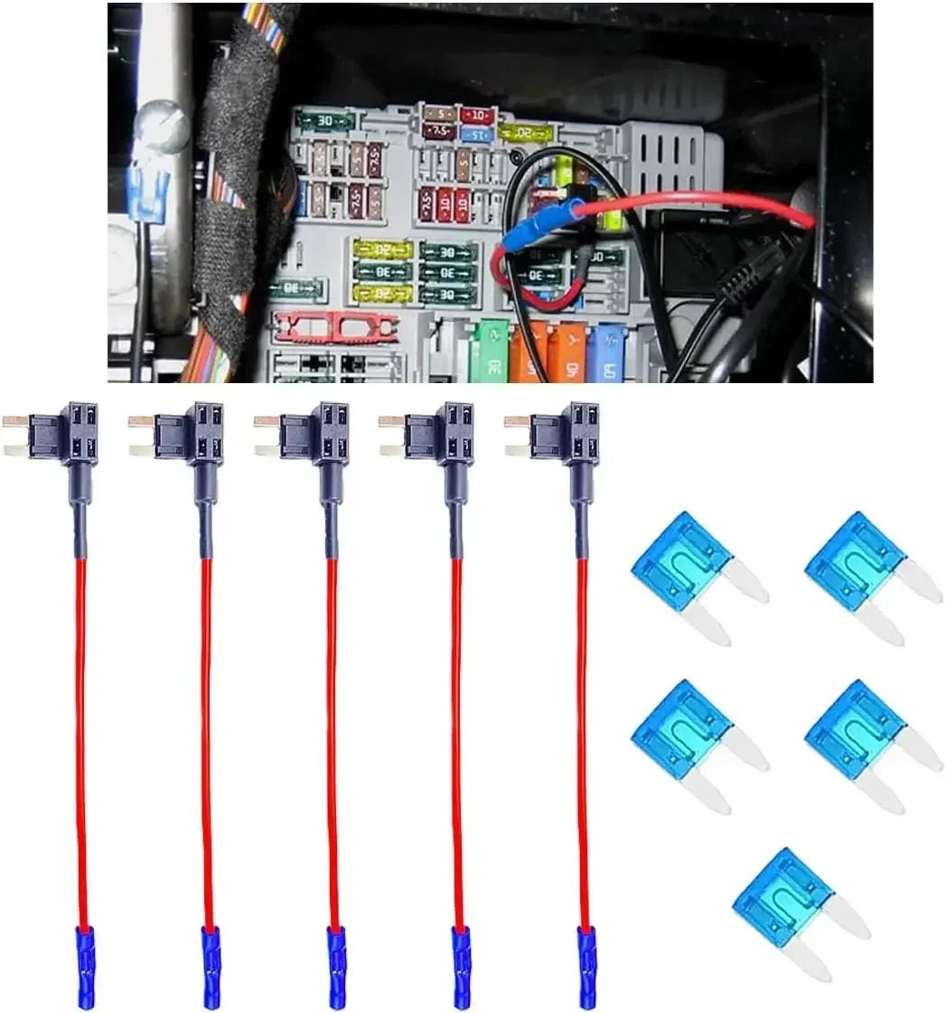 Automotive Fuse Set 5/10Pcs 12V Car Blade Fuse Holder Mini ATM ATO Add-a-Circuit Fuse TAP Adapter Fuse Fuse for Car Trucks Boats