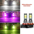 Car Led Fog Lamp with Flashing 3030 Three-Color Fog Lamp Bulb Red Green Pink Blue Super Bright H3 H8 H11 9006 9005 H7 Modified